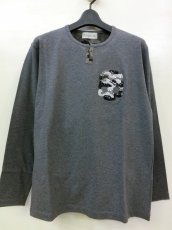 画像1: ＜50%off＞santa fe/迷彩スカルキーネックTシャツ (1)